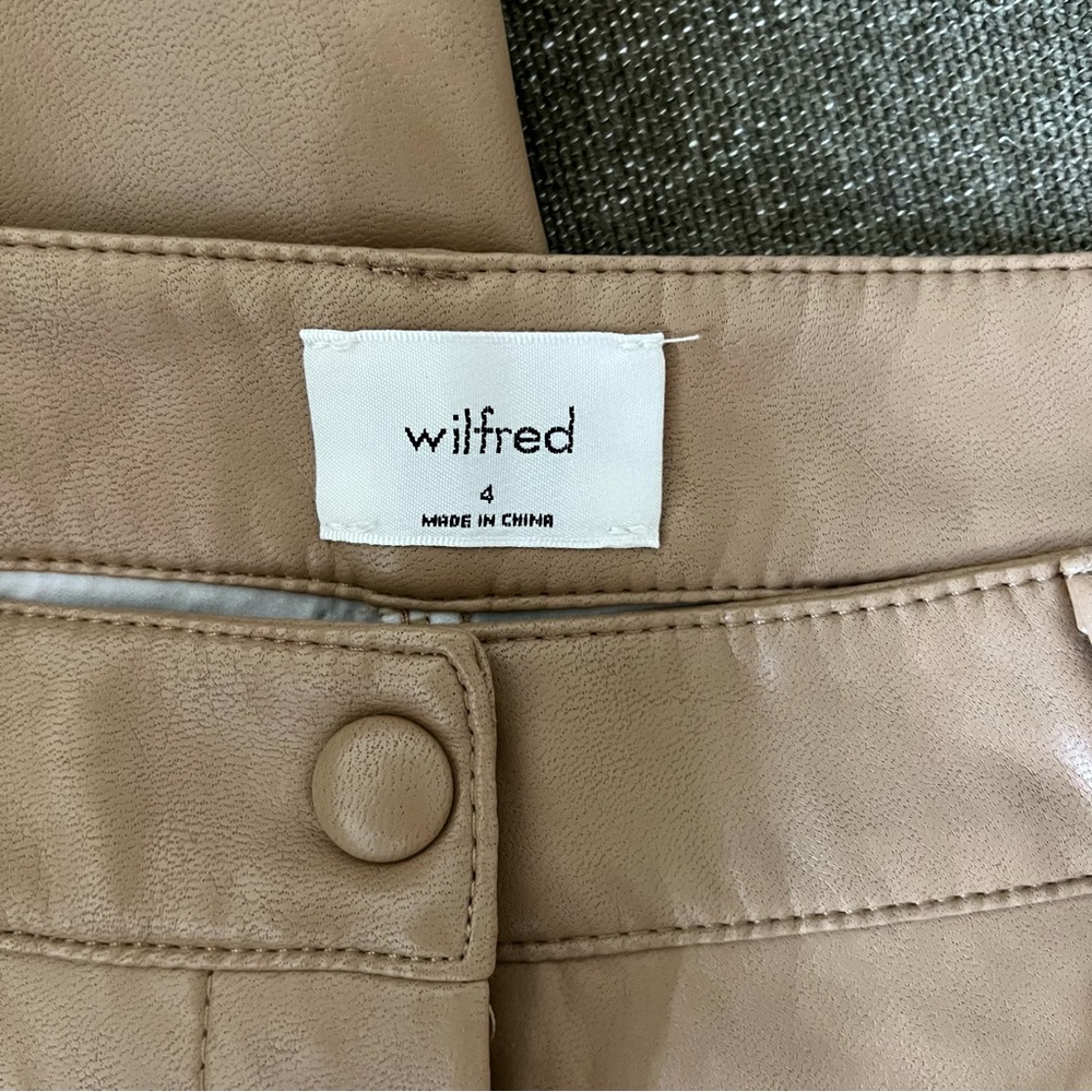 Aritzia Wilfred Rebel High Waisted Vegan Leather Pants Camel - Picture 5 of 6